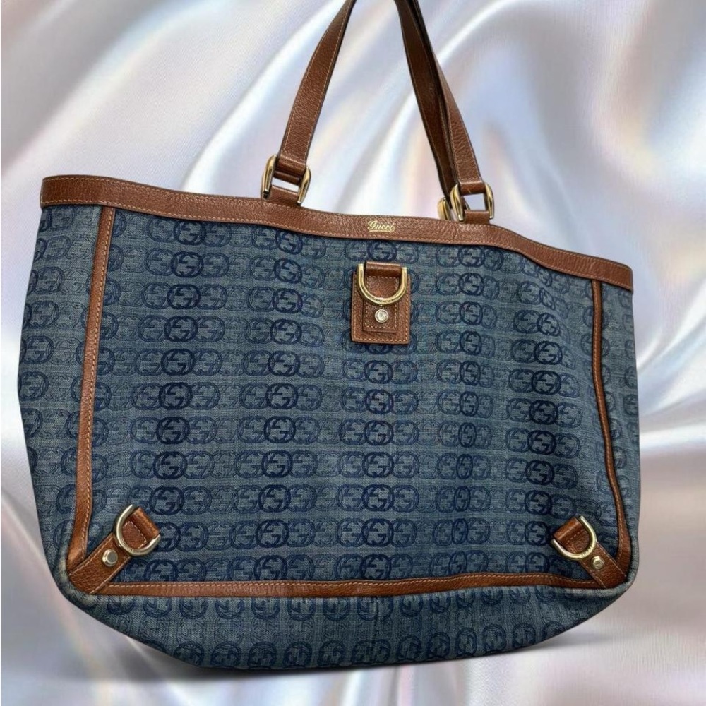 Gucci Blue and Brown Monogram Tote